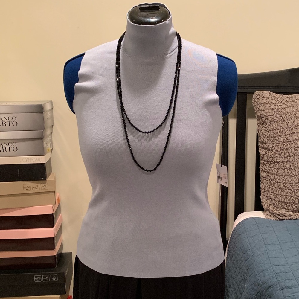 NWT Kate Hill Pale Blue Sky Silk Shell Turtleneck